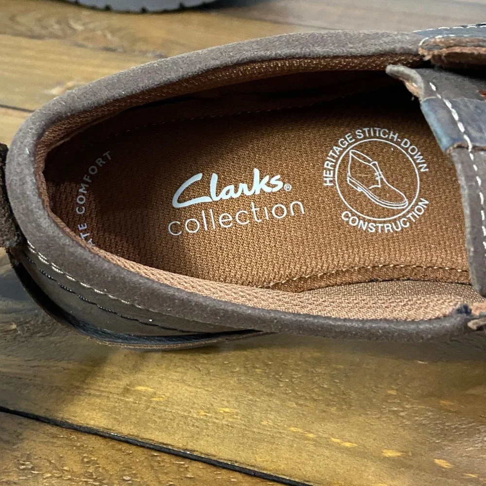NWOB Clarks Eastridge Low Mens Brown Leather Heritage Stitch Oxford Shoes 8.5